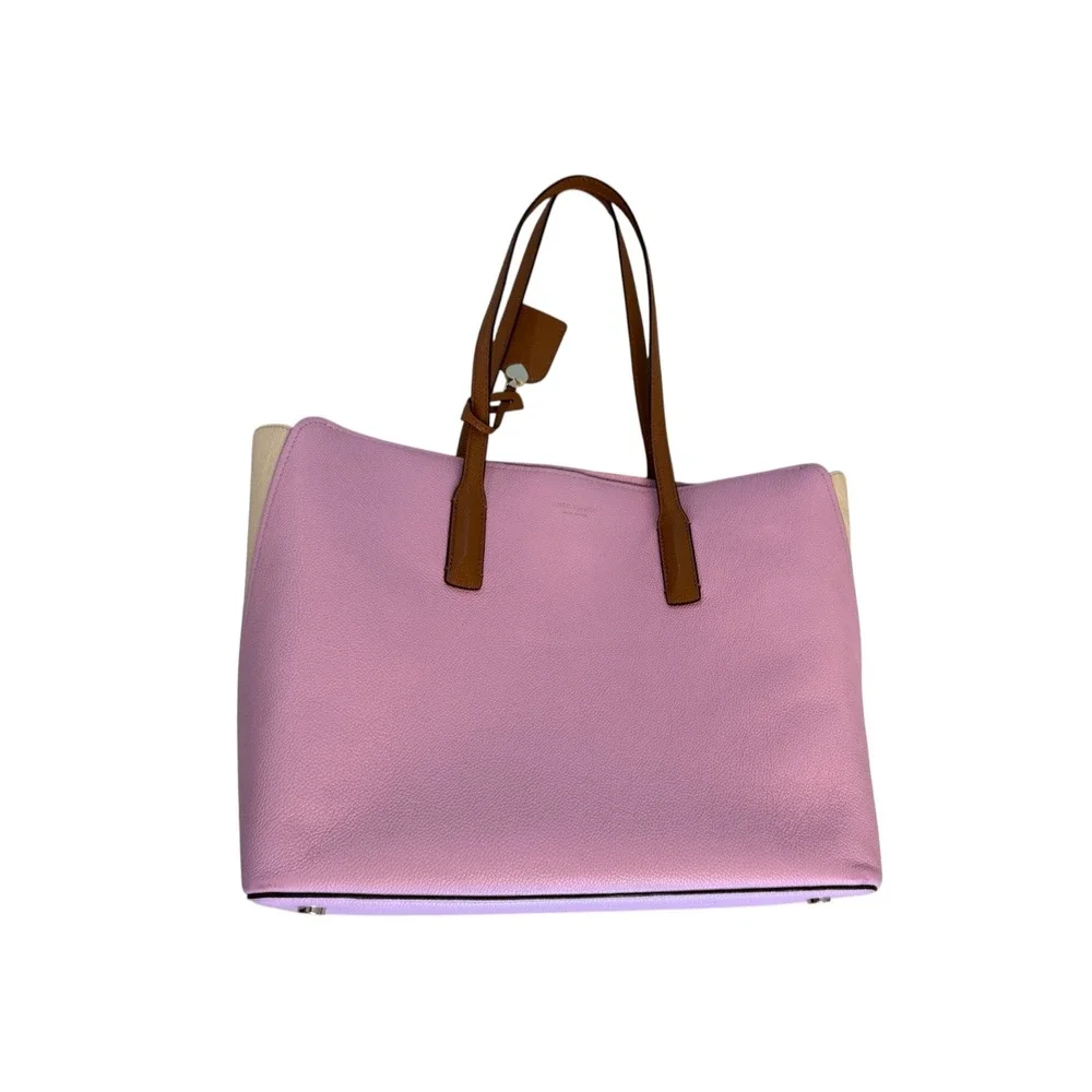 Kate Spade Carson Large Tote Bag Pink Ruby Pebbled Leather Colorblock Tri-color